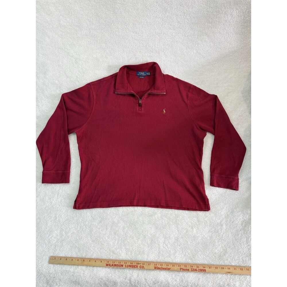 Polo Ralph Lauren Men's Red Estate Rib Quarter Zip Pullover Size XL Flesh Pony